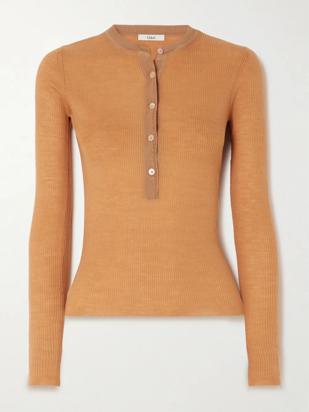 Chloé Ribbed Wool Sweater in tan