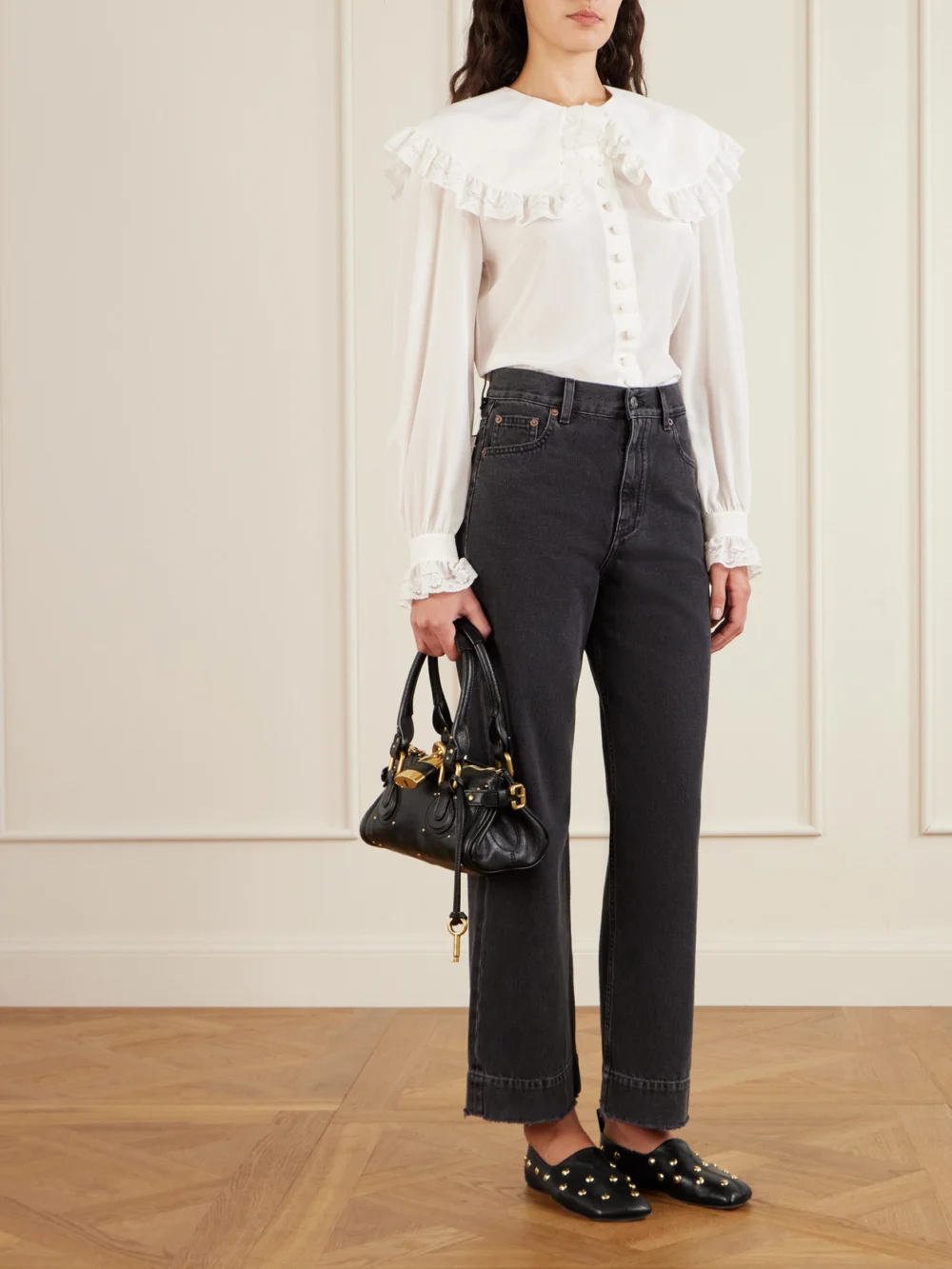 Chloé Rita Embellished Leather Ballet Flats, styled view