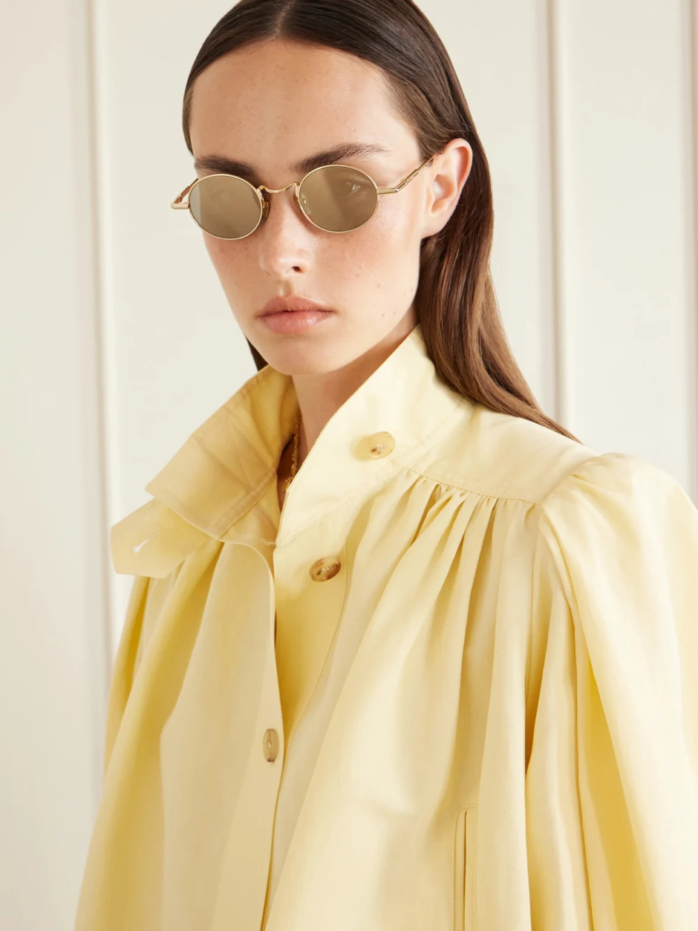 Chloé Round-frame Gold-tone Metal Sunglasses, styled view