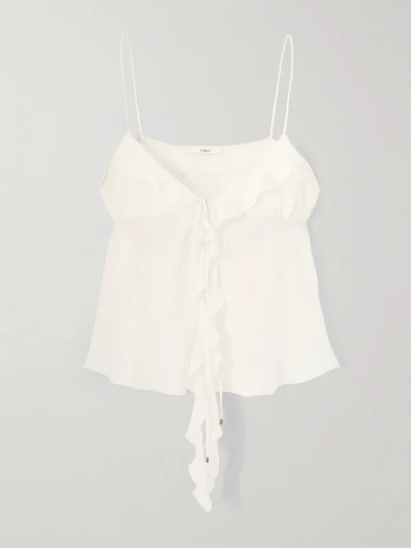 Chloé Ruffled Tie-front Silk-chiffon Top