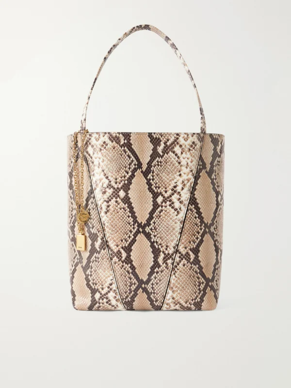 Chloé Spin Embellished Snake-effect Leather Tote Bag