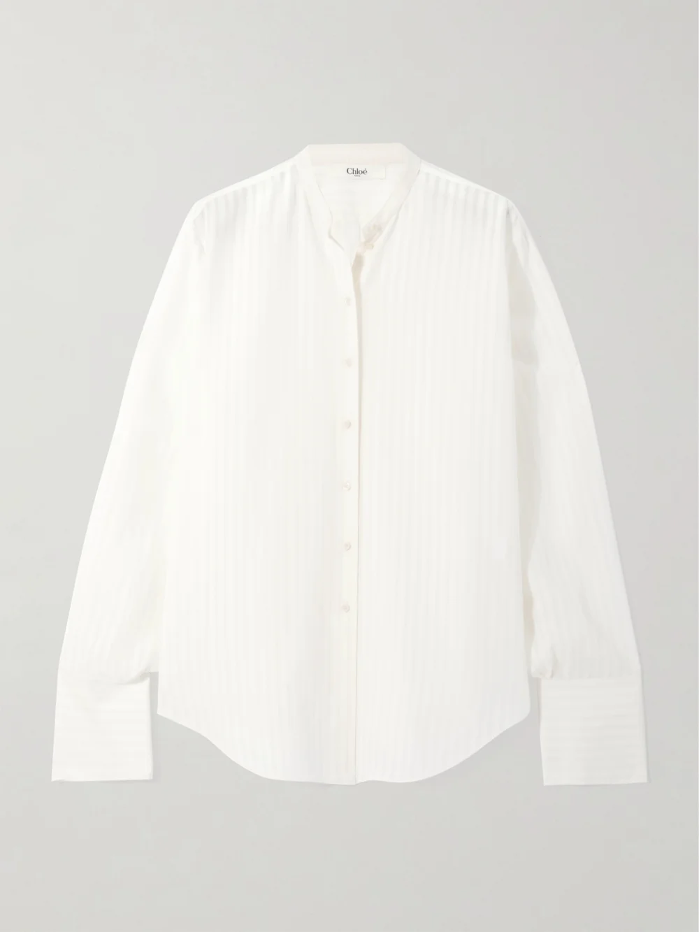 Chloé Striped Crepe Shirt in white