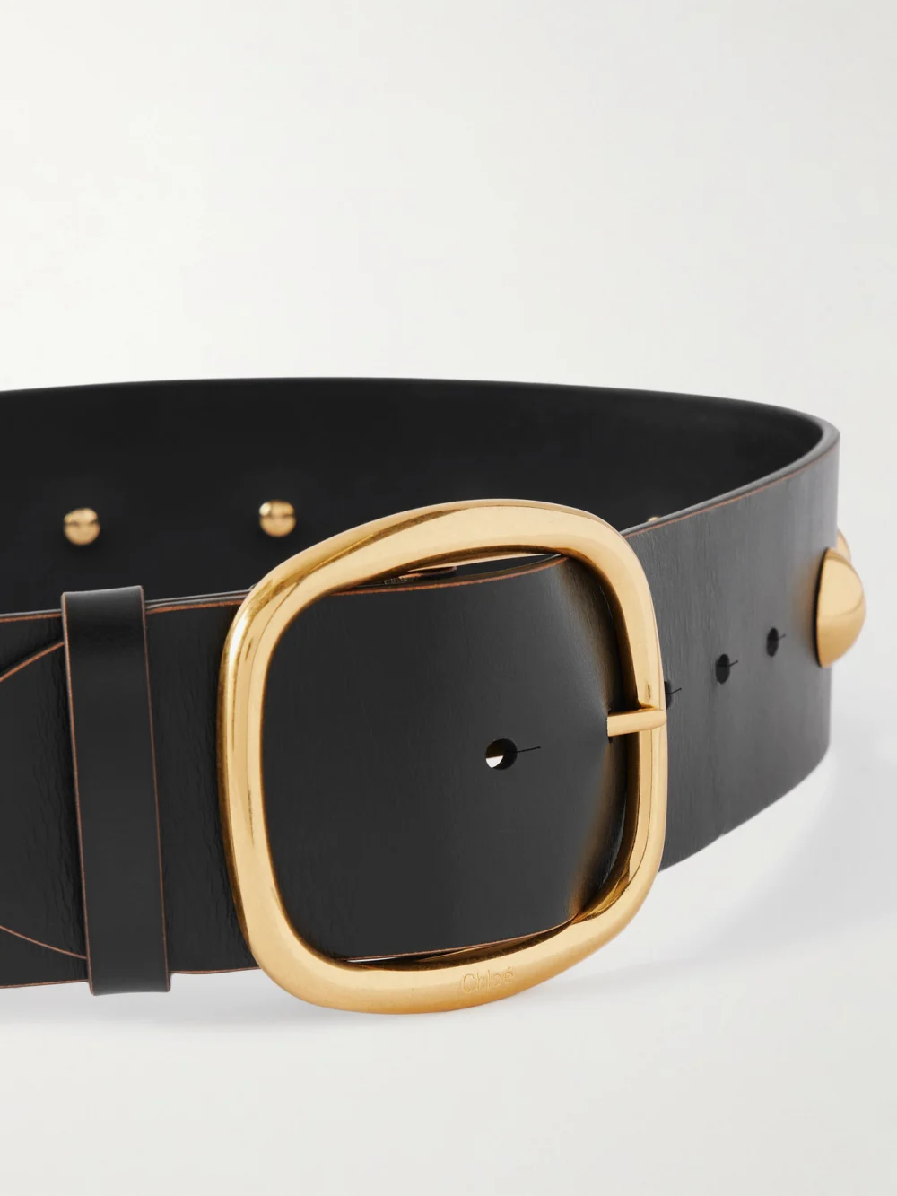 Close-up detail of the Chloé Studded Leather Belt
