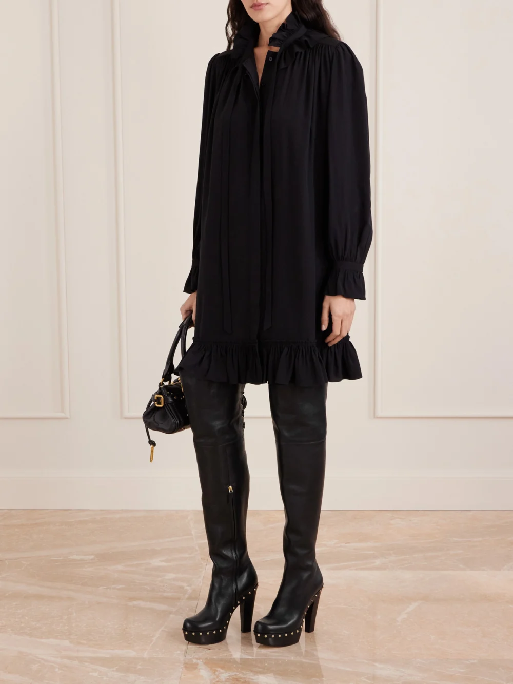 Chloé Studded Leather Over-the-knee Boots, styled view