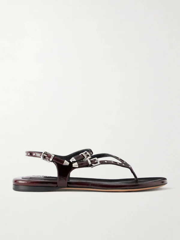 Chloé Studded Patent Leather Sandals