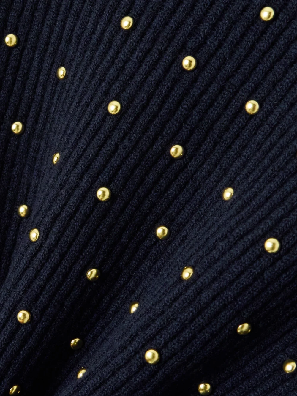 Close-up detail of the Chloé Studded Ribbed Wool and Cashmere-blend Sweater