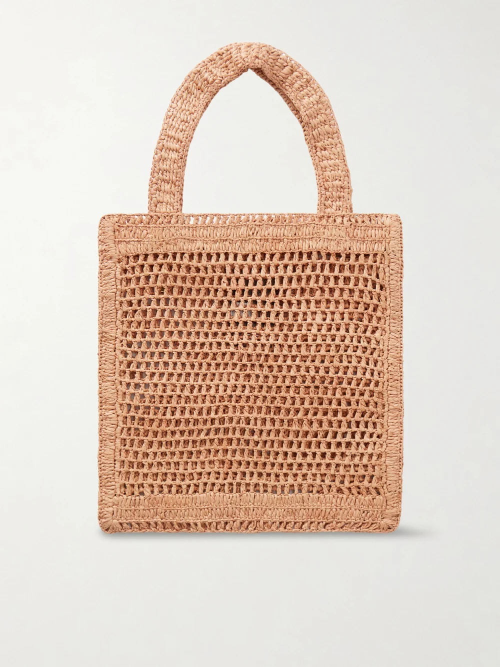 Back view of the Chloé Summer Banana Embellished Crocheted Embroidered Raffia-like Tote