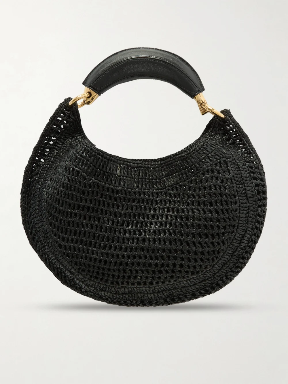 Back view of the Chloé Summer Banana Leather-trimmed Embroidered Raffia Tote