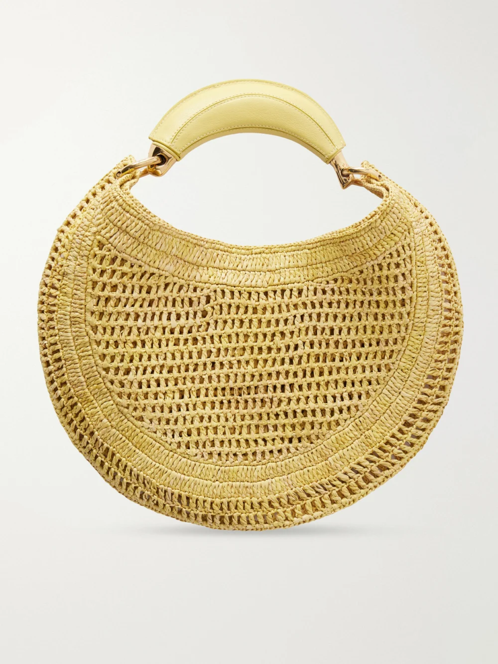 Back view of the Chloé Summer Banana Leather-trimmed Embroidered Raffia Tote