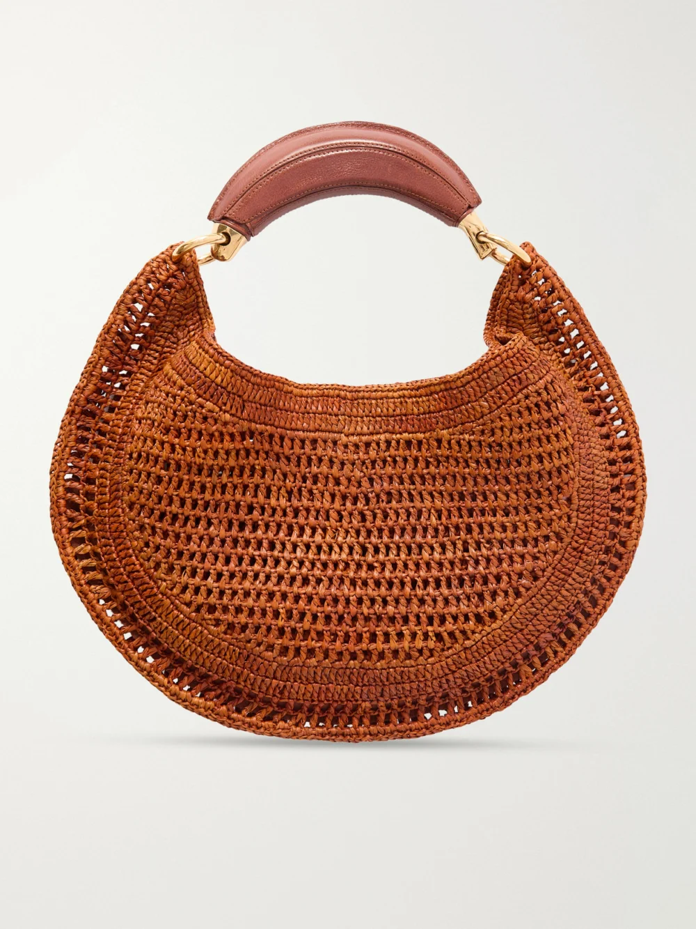 Back view of the Chloé Summer Banana Leather-trimmed Embroidered Raffia Tote
