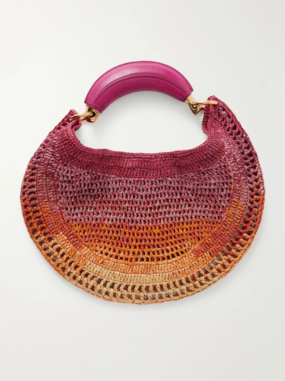 Back view of the Chloé Summer Banana Leather-trimmed Embroidered Raffia Tote