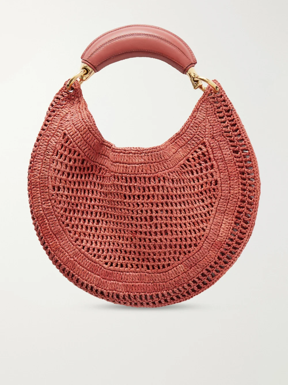 Back view of the Chloé Summer Banana Leather-trimmed Embroidered Raffia Tote