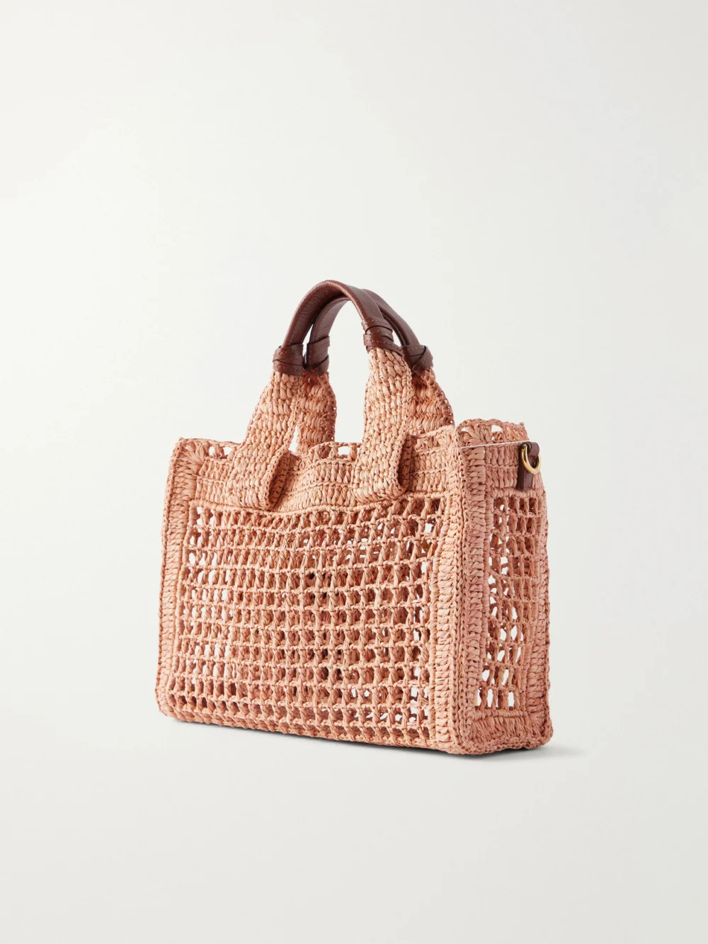 Back view of the Chloé Summer Banana Leather-trimmed Raffia Tote Bag
