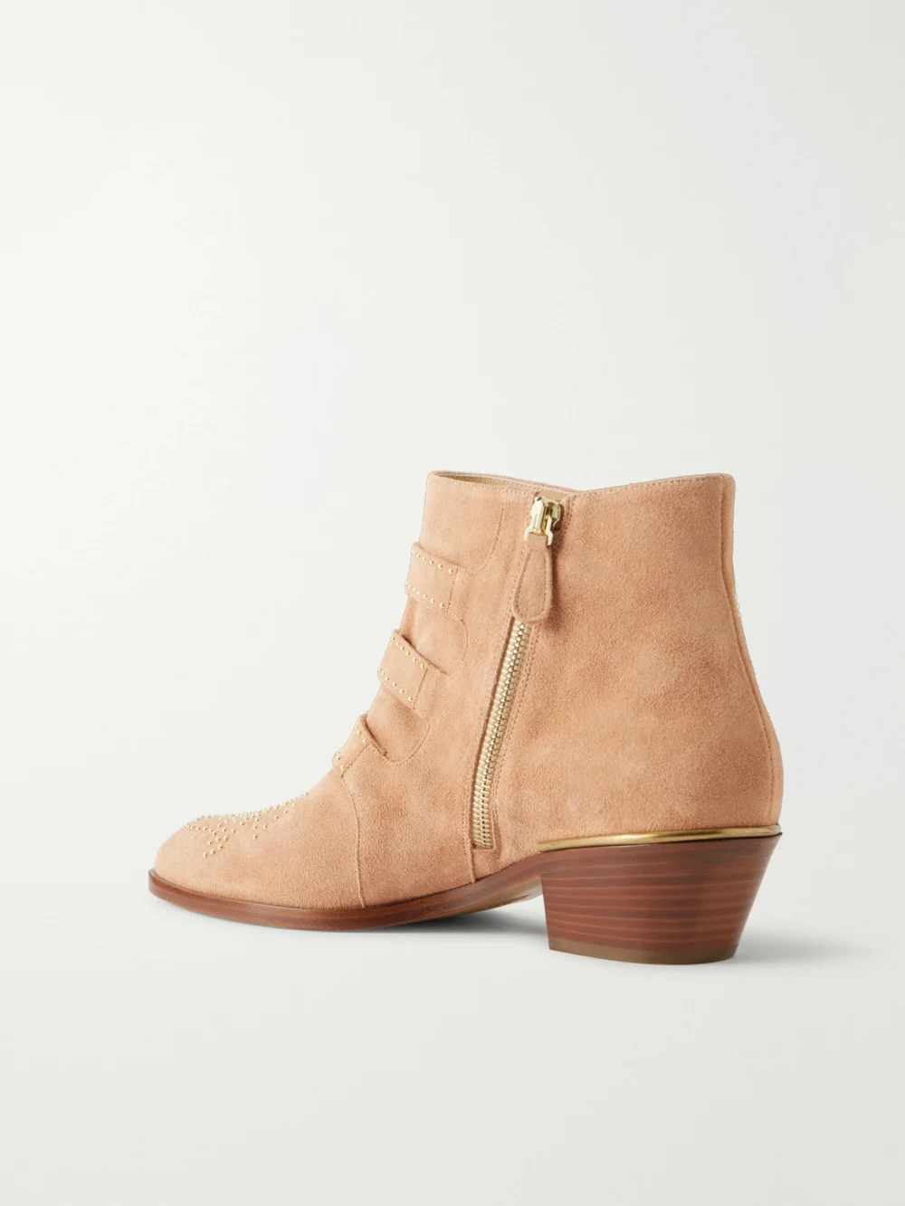 Back view of the Chloé Susan Embellished Suede Ankle Boots