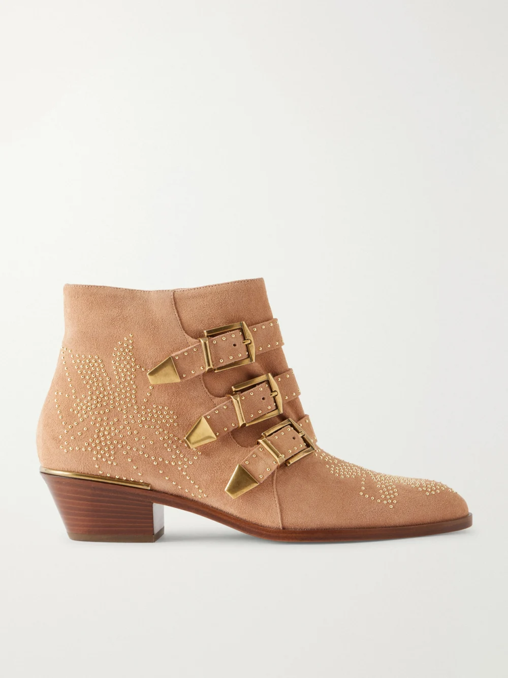 Chloé Susan Embellished Suede Ankle Boots in brown