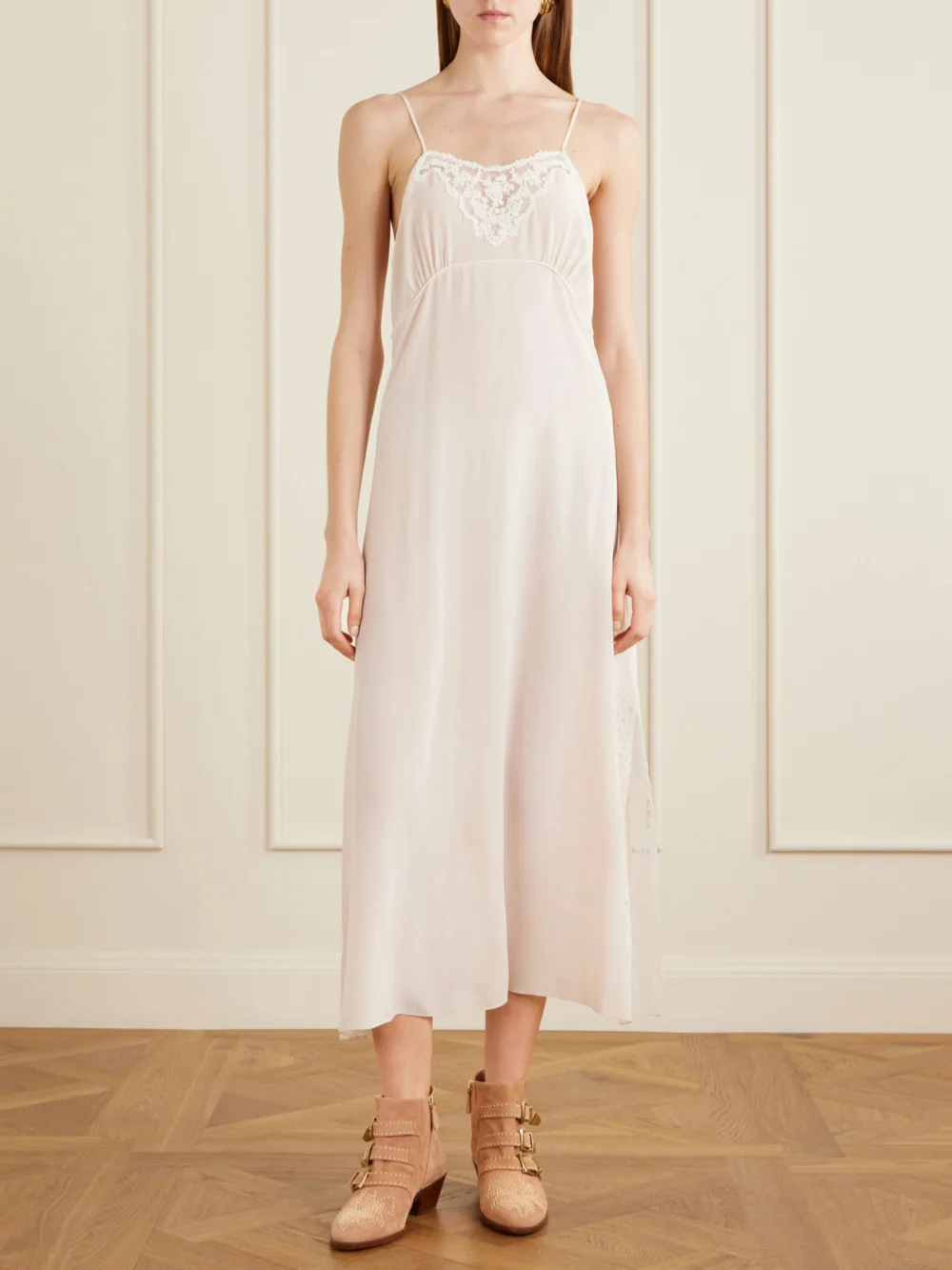 Chloé Susan Embellished Suede Ankle Boots, styled view
