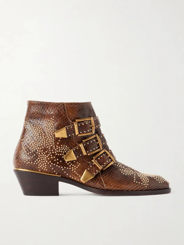 Chloé Susan Studded Leather Ankle Boots