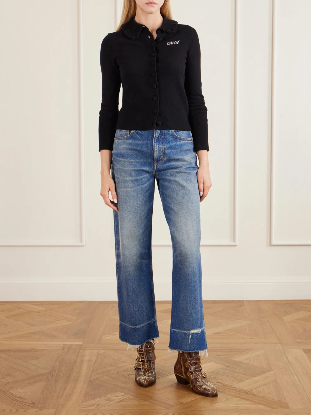Chloé Susan Studded Leather Ankle Boots, styled view