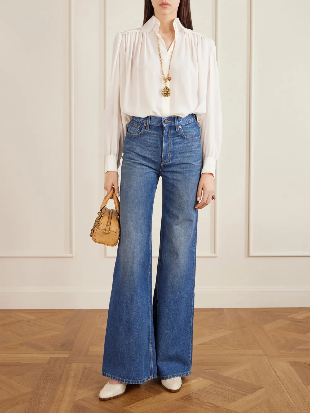 Chloé Susan Studded Textured-leather Mary Jane Pumps, styled view
