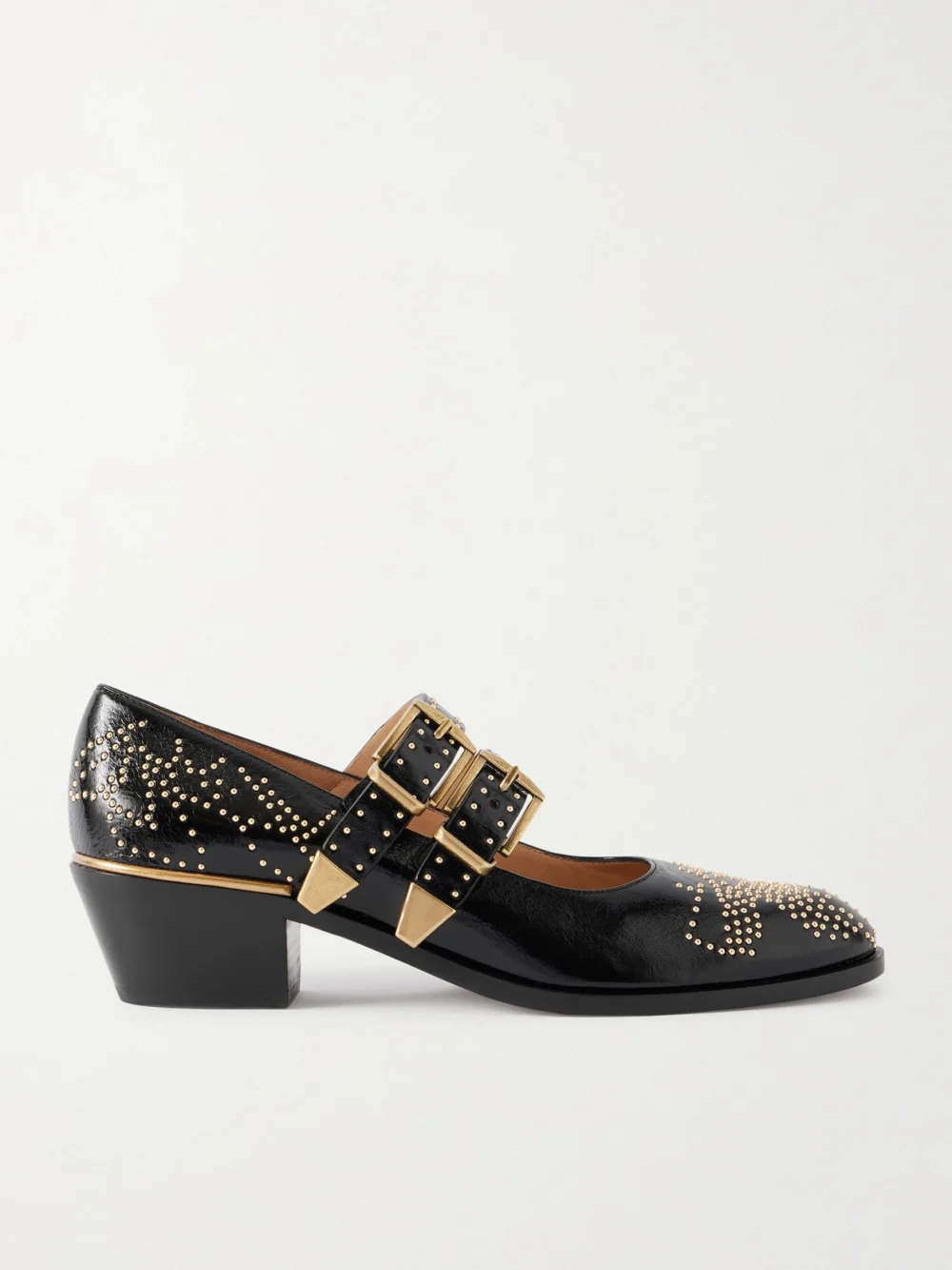 Chloé Susanna Studded Leather Mary Jane Pumps in black