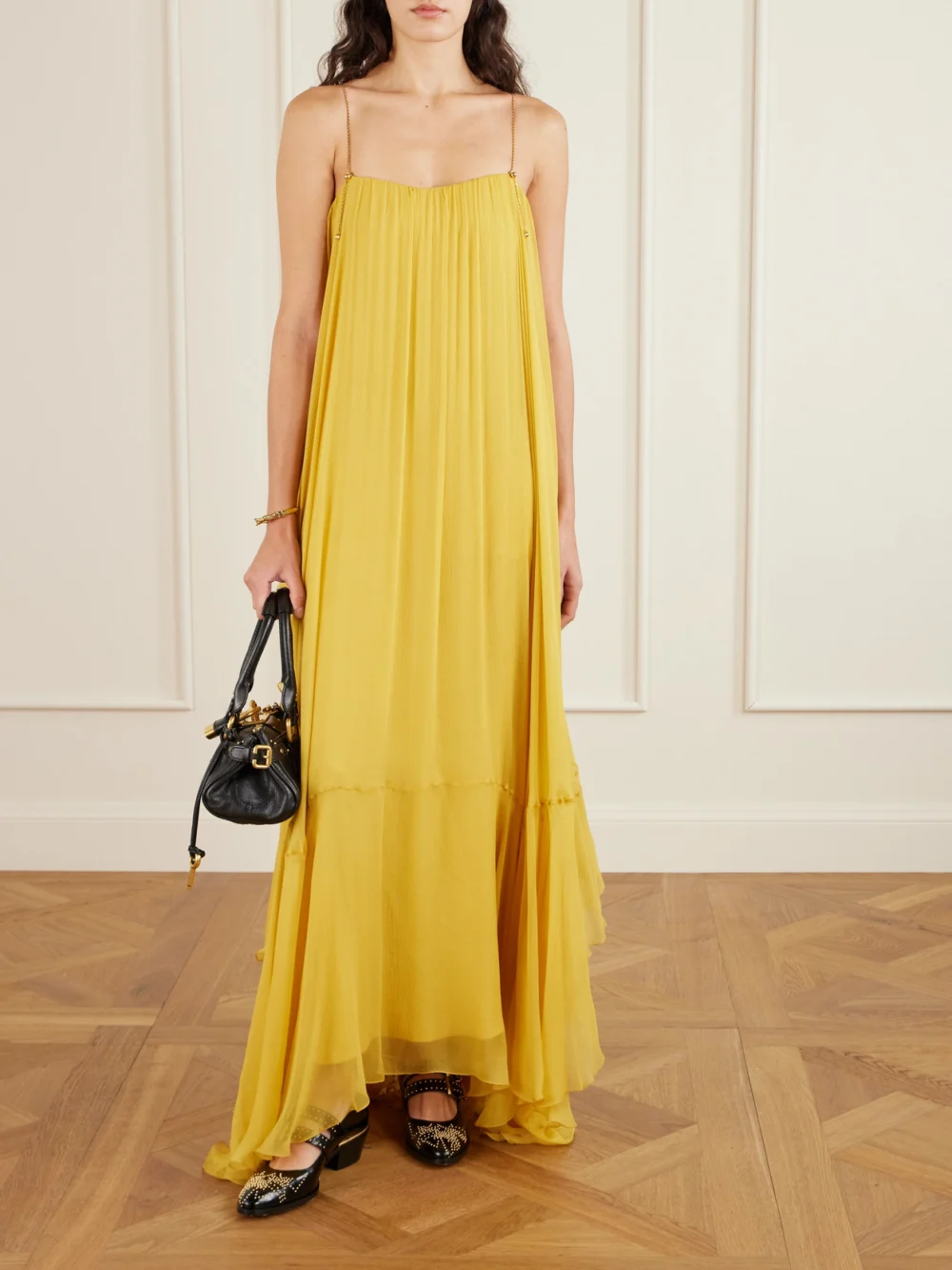 Chloé Susanna Studded Leather Mary Jane Pumps, styled view