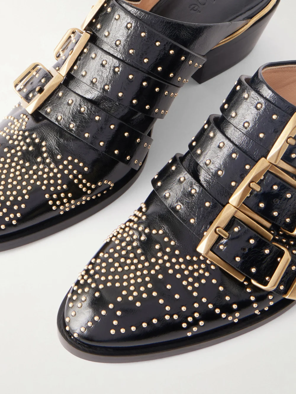 Close-up detail of the Chloé Susanna Studded Leather Mules