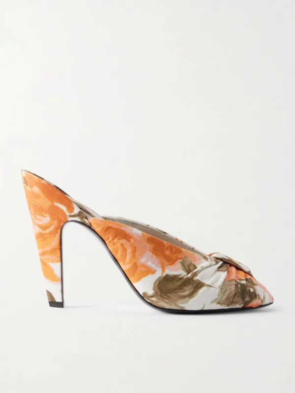Chloé Suzie Ruched Floral-print Satin Sandals