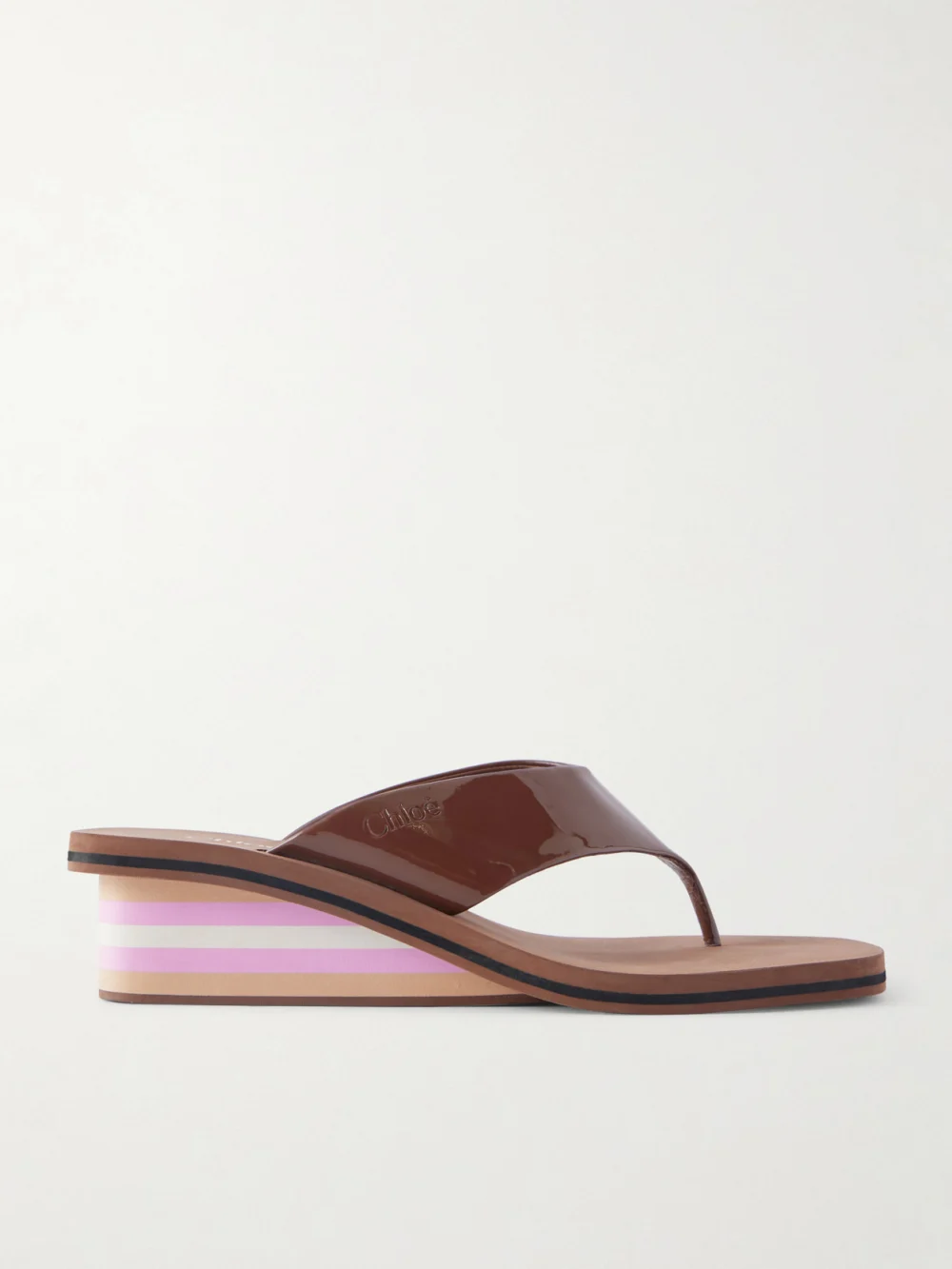 Chloé Swimming Cool Patent-leather Sandals in brown