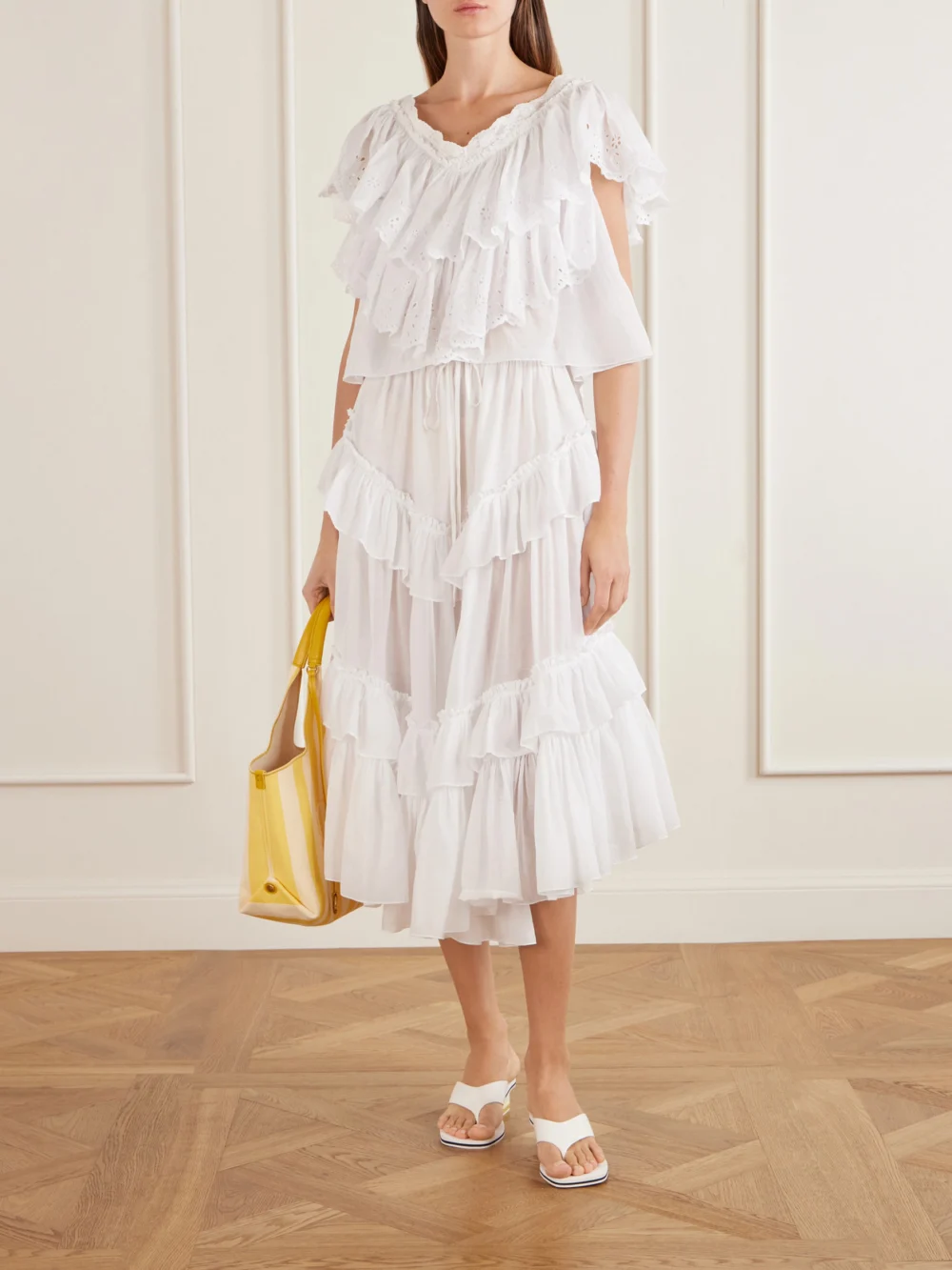 Chloé Swimming Cool Patent-leather Sandals, styled view