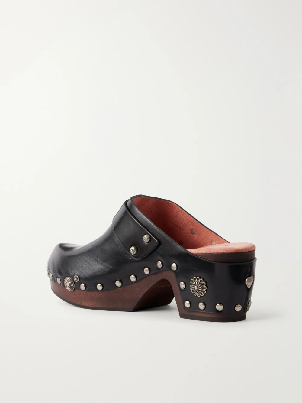 Back view of the Chloé Talis Embellished Leather Clogs