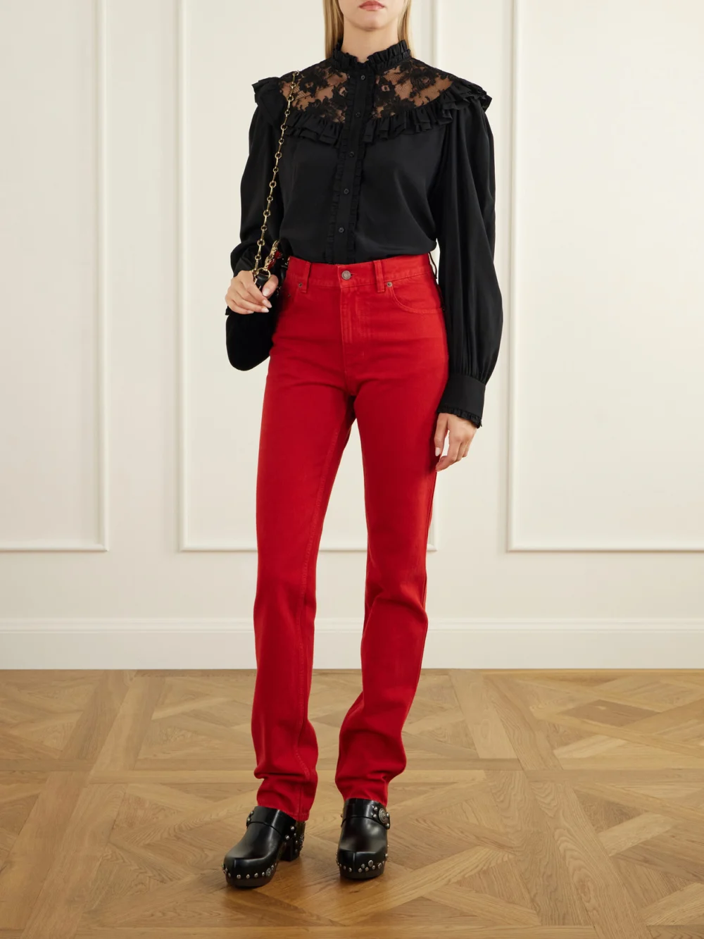 Chloé Talis Embellished Leather Clogs, styled view
