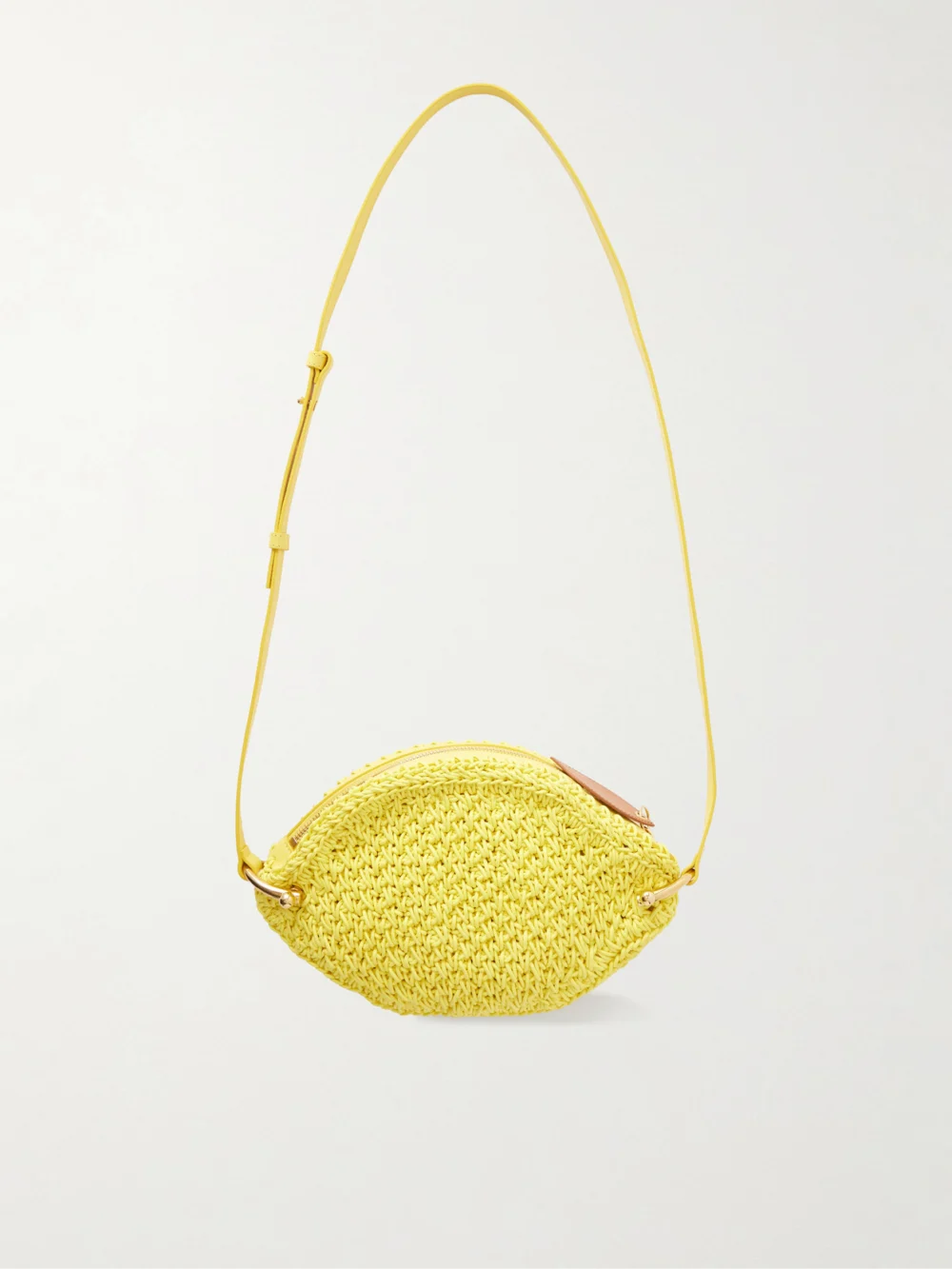 Back view of the Chloé Tropicus Embellished Leather-trimmed Woven Shoulder Bag