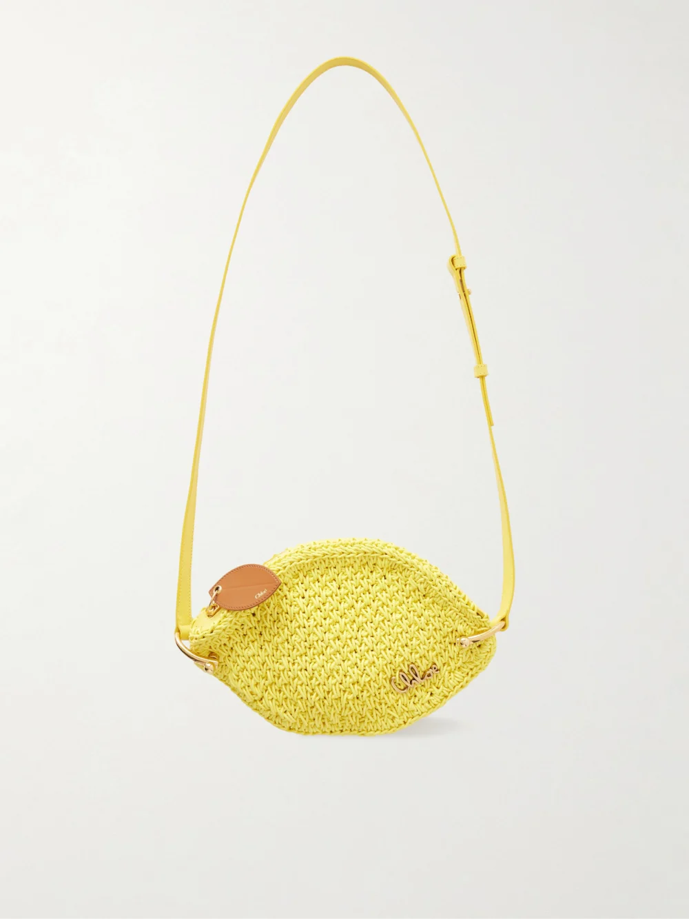 Chloé Tropicus Embellished Leather-trimmed Woven Shoulder Bag in bright yellow