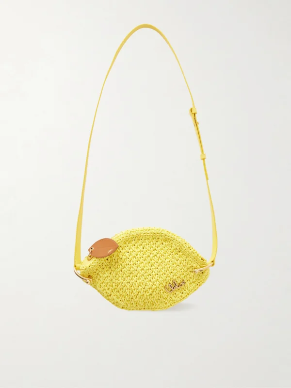 Chloé Tropicus Embellished Leather-trimmed Woven Shoulder Bag