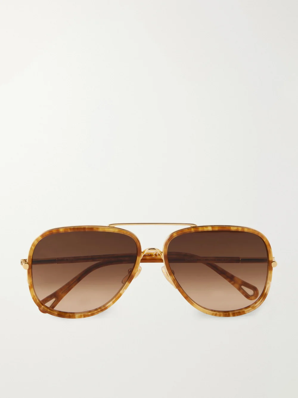 Chloé Tubolar Aviator-frame Acetate Sunglasses in tortoiseshell