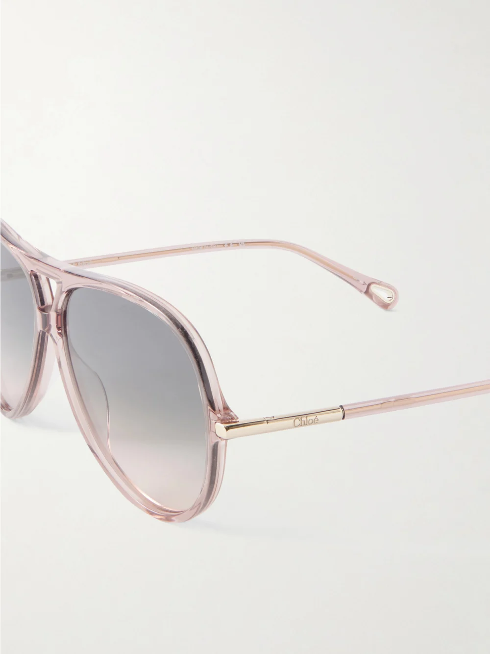 Close-up detail of the Chloé Tubolar Aviator-style Recycled-acetate Sunglasses