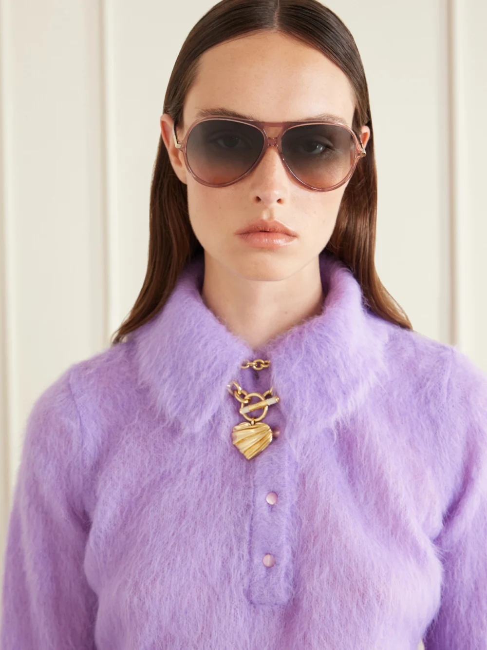 Chloé Tubolar Aviator-style Recycled-acetate Sunglasses, styled view