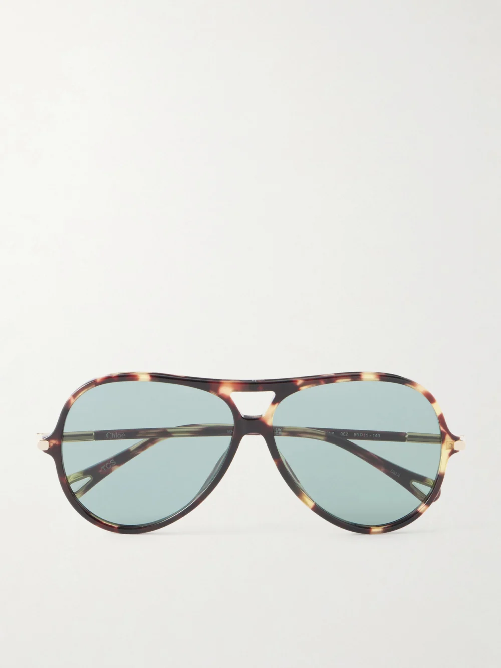 Chloé Tubolar Aviator-style Recycled Tortoiseshell Acetate Sunglasses in brown