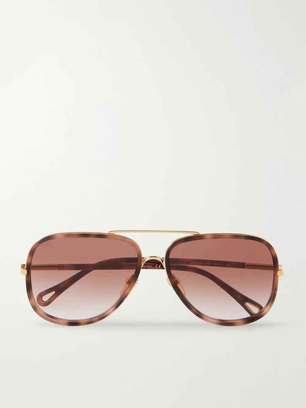 Chloé Tubolar Aviator-style Tortoiseshell Acetate Sunglasses