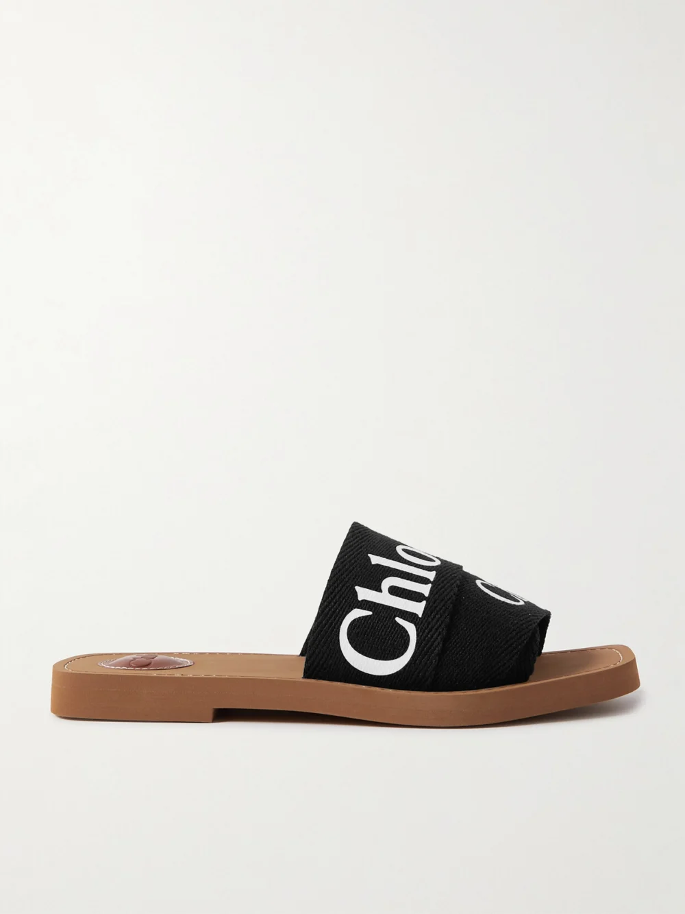 Chloé Woody Logo-print Canvas Slides in black