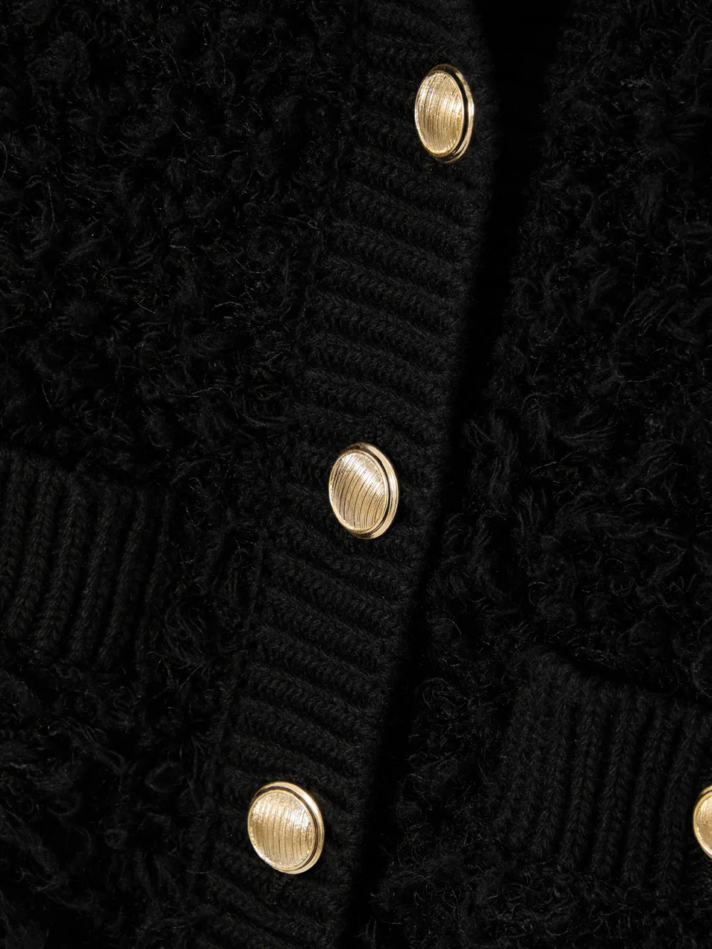 Close-up detail of the Chloé Wool and Silk-blend Bouclé Cardigan