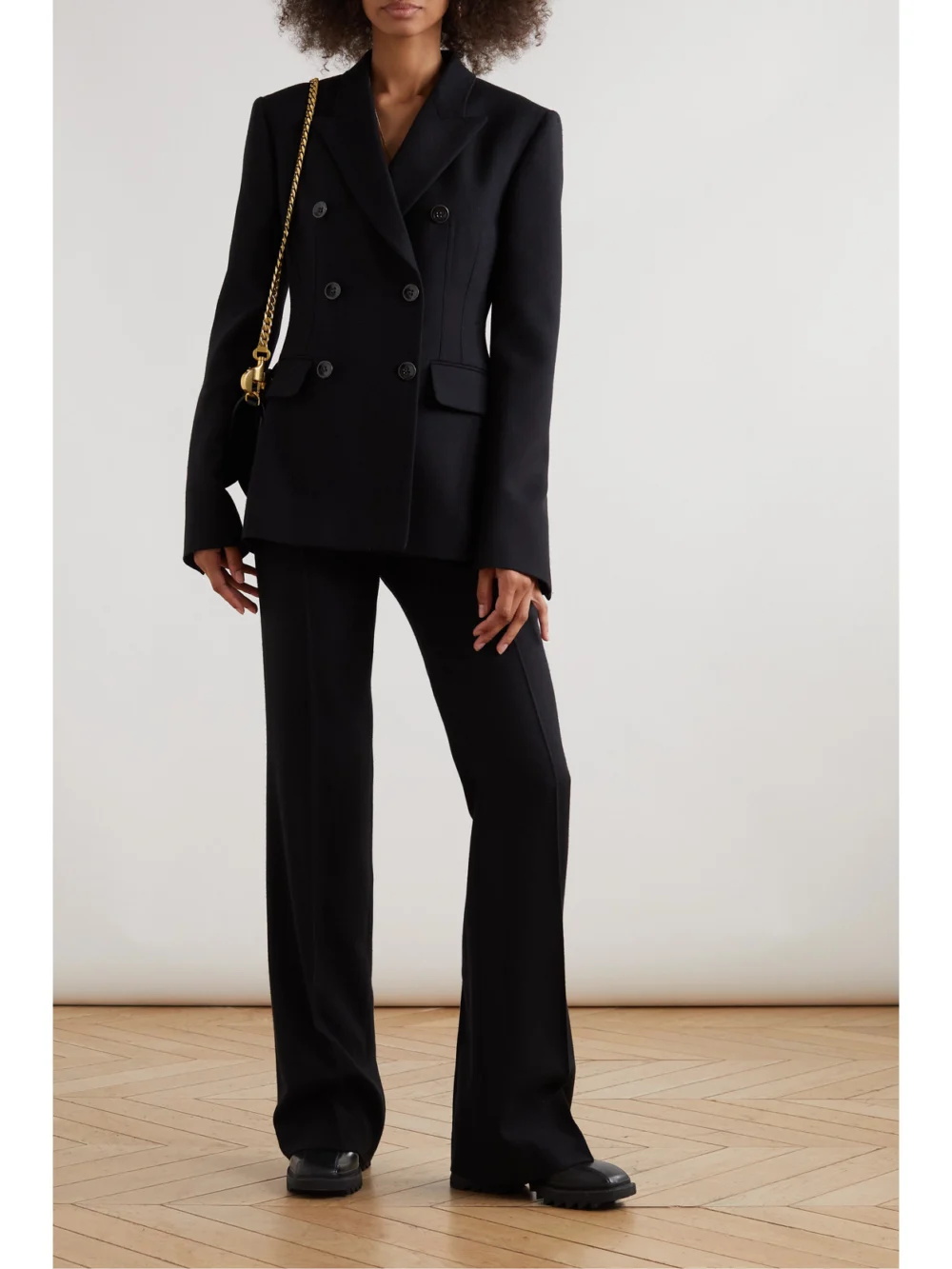 Chloé Wool, Silk and Cashmere-blend Blazer, worn by a model