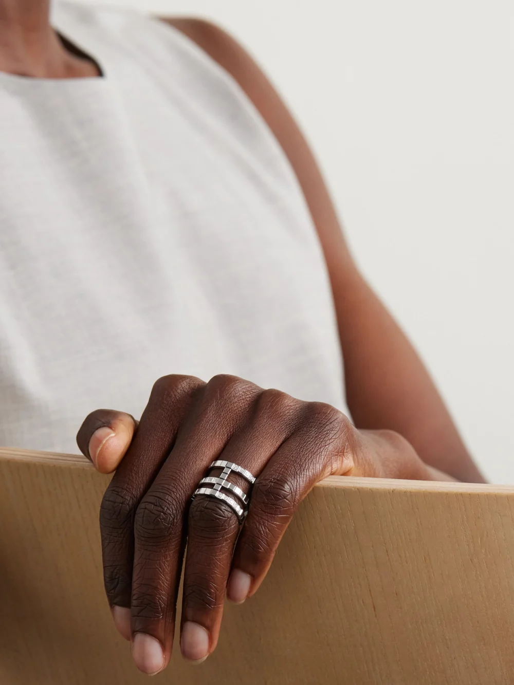 Chopard Ice Cube 18-karat White Gold Diamond Ring, styled view