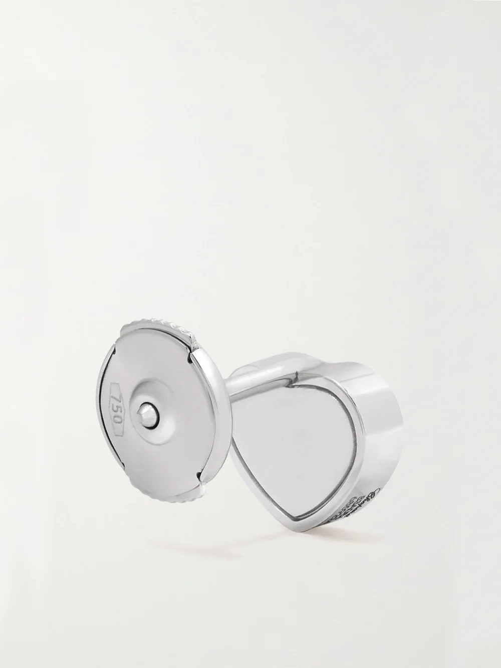 Back view of the Chopard My Happy Hearts 18-karat White Gold Diamond Single Earring