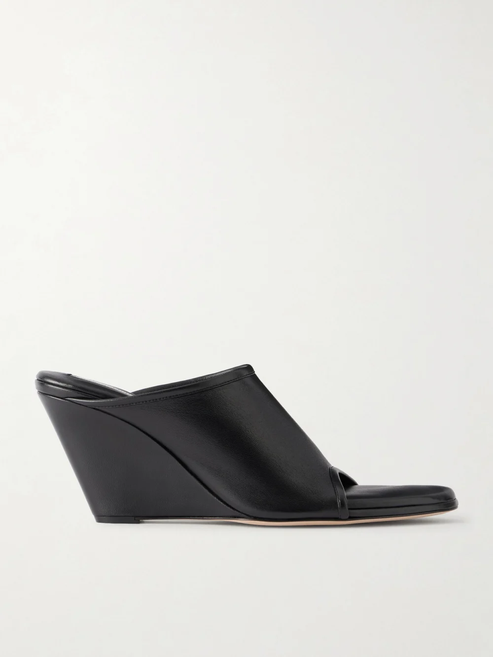 Christen 75 Stretch Leather Wedge Mules in black