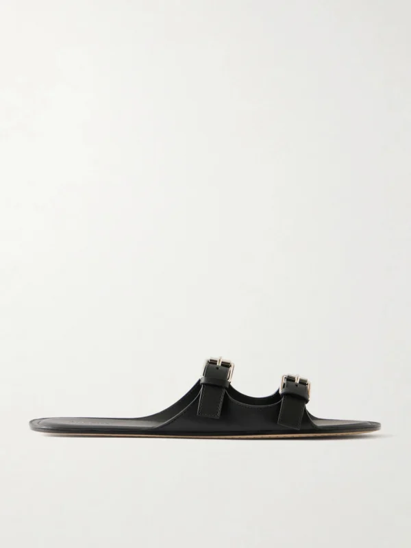 Christen Buckled Leather Flat Sandals