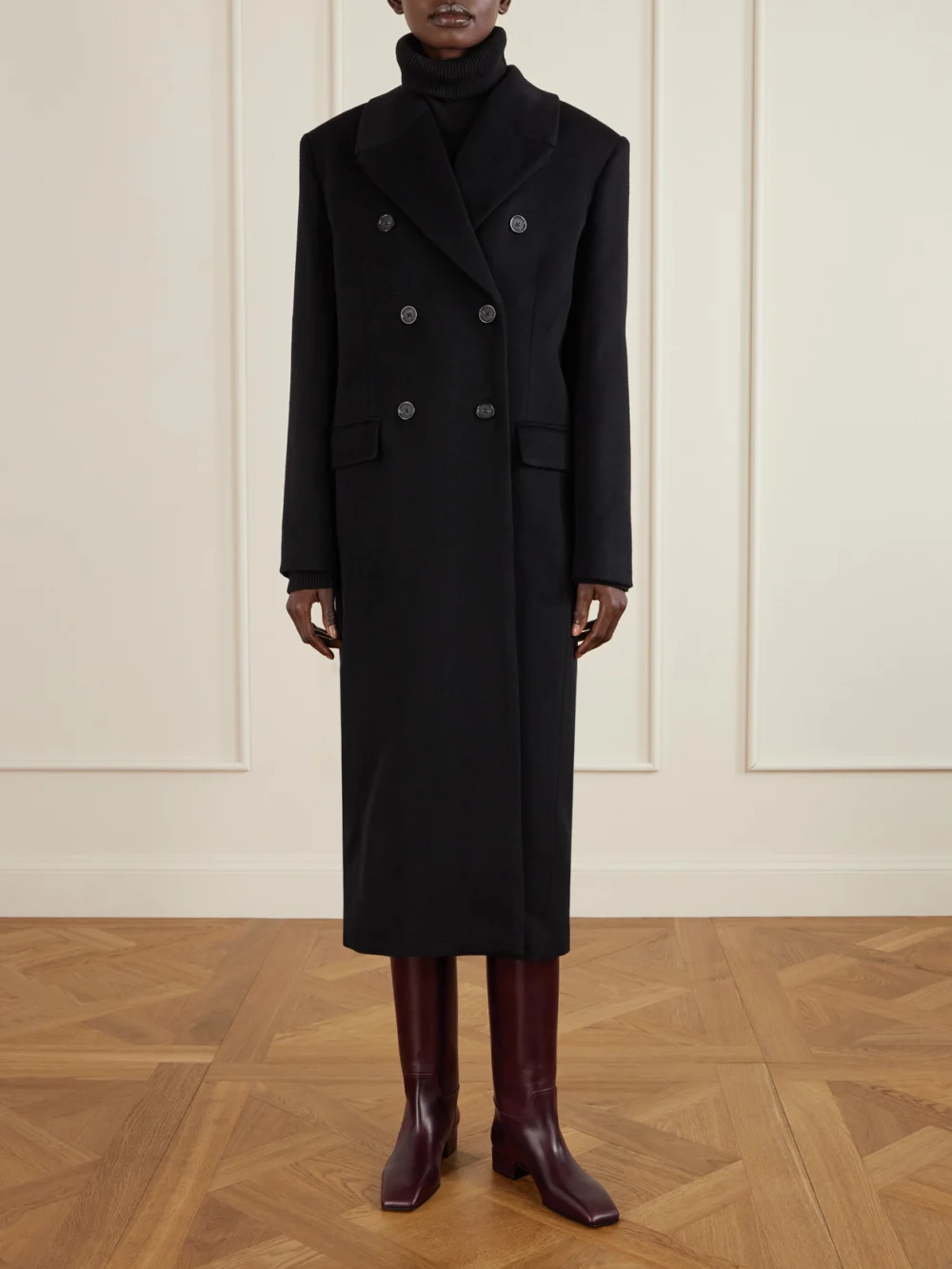 Christen Classic Square Leather Knee Boots, styled view
