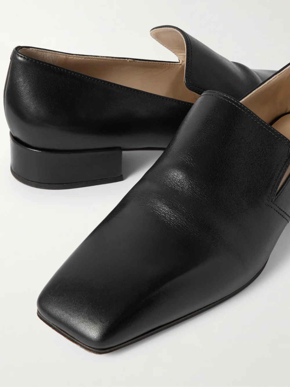 Close-up detail of the Christen Classic Square Leather Loafers