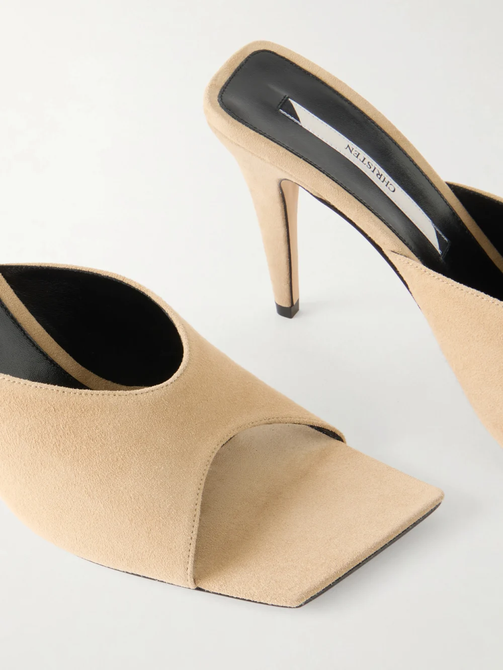 Close-up detail of the Christen Edge 95 Suede Sandals