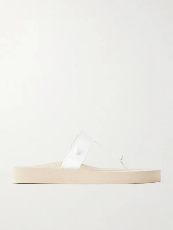 Christen Edge Lizard-effect Leather Flip Flops